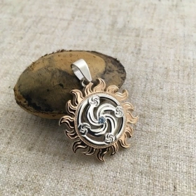 Символ Рода в золотом Солнце Двухсторонний